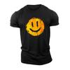 Happy Smiling Face Graphic Printing Summer Highquality Brand Cotton Mens and Womens Shortsleeved Street Fashion Clothing