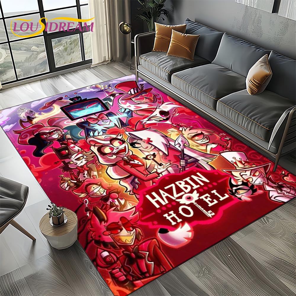2025 H-Hazbin Hotel Charlie Cartoon Carpet Rug for Bedroom Living Room Home Sofa Decoration,kids Game Play Decor Floor Mat Gift