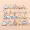 Leslie 5pcs Y2K Dainty Crystal Galaxy Planet Star Charms Pendant for Ins Necklace Bracelet Jewelry Making DIY Crafting