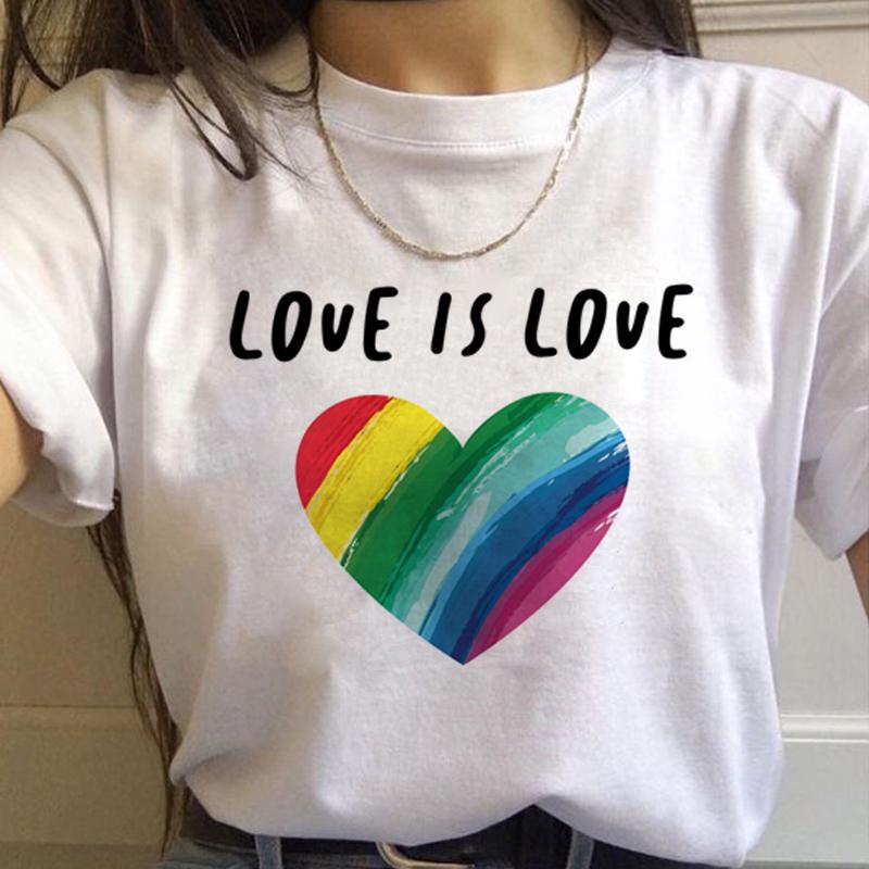 Lgbt Rainbow Harajuku T Shirt Wounisex Gay Pride Ullzang 90s Tshirt Lesbian Graphic Funny Print Tshirt New Fashion Top Tees Female