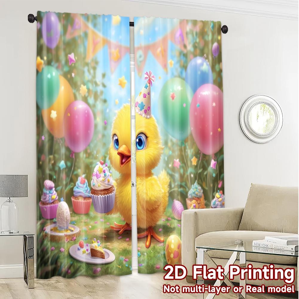 Set Of 2 Flat Printing Curtains Without Rod Partychickfest Popular Fashionable Yarn All Seasons Decorative Curtain Made Polyester