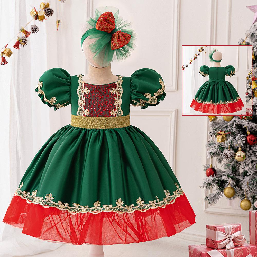 Girls Dress Santa Claus Snowflake Skirt Children's Skirt Cartoon Princess Dress Christmas Costumes