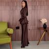  autumn new European and American Amazon cross-border V-neck temperament solid color long skirt long coat two-piece set