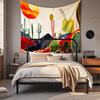 Boho Chic Wall Tapestry With Moon Phase Floral Starry Sky Design Bedroom Yoga Studio Decor