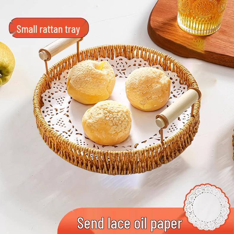 Bamboo Woven Snack Tray: Pastry, Dim Sum, and Fruit Basket for Living Room