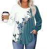 Dámské topy plus size košile s dlouhým rukávem kulatý výstřih splývavá tunika ležérní volná halenka L-5X