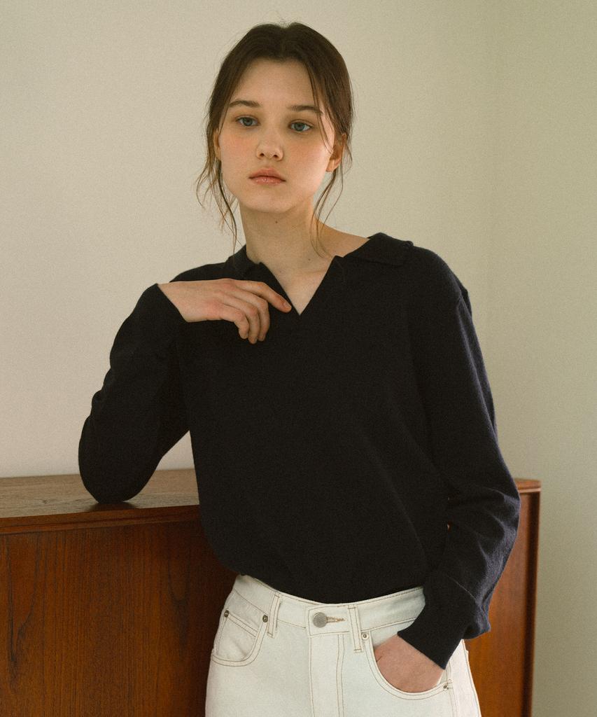 YUPPE Frill Collar Knit_Navy