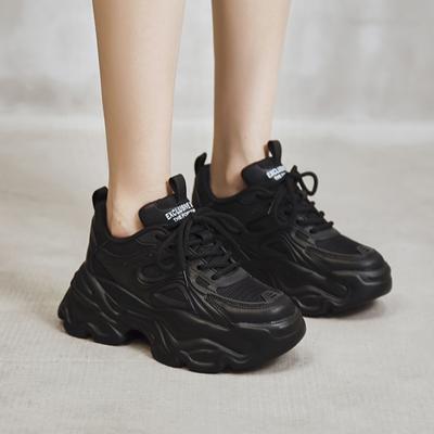 Klobige Absätze Damen-Sneakers 2024 Schnür-Plateau-Vulkanisierte Schuhe Damen Atmungsaktiv Dicke Sohle Lässige Walking-Schuhe Frau