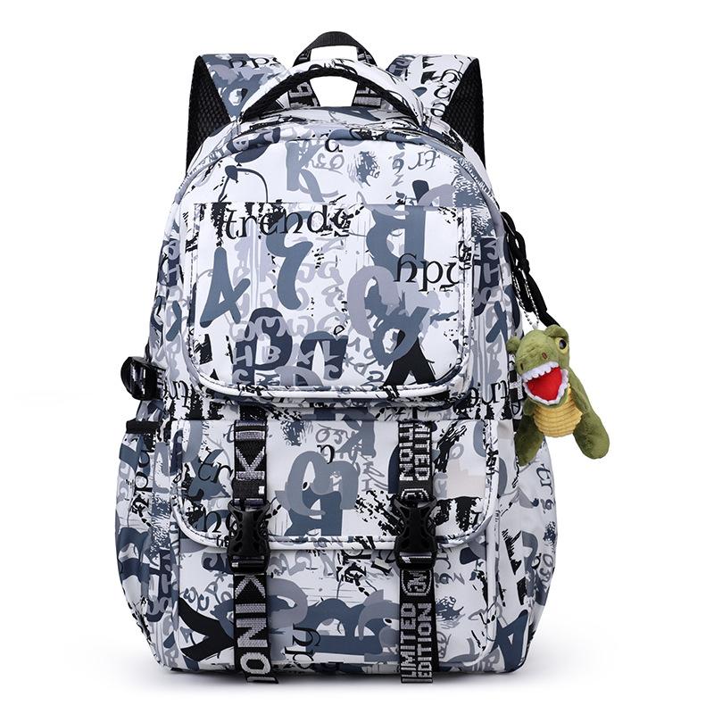 Schoolbag New Fashion Versatile Student Male Personality Simple Graffiti Letter Backpack Large Capacity High School Student Casual Backpack