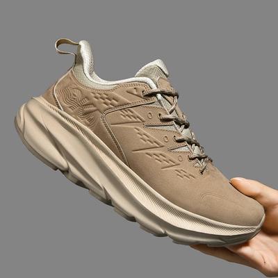 Fashion Nubuck Leather Anti-Skid Running Shoes for Men, Casual Footwear, Gym Shoes, Sports Footwear, Jogging, Walking, Tennis, New, 2024