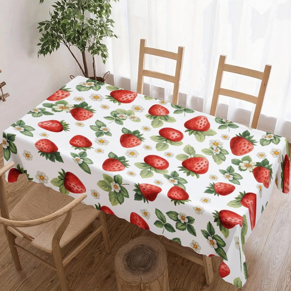 Jingyue Pet Unisex Strawberry Pattern Rectangle Table Cloth For Table Decor Picnic Party Waterproof Reusable Tablecloth For Tables Kitchen Dining