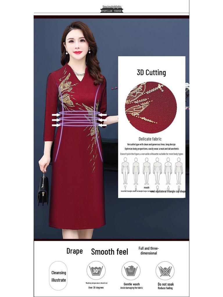 Elegant Autumn 2025 Cheongsam: Mother-of-the-Bride Dress