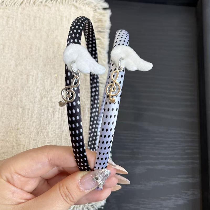 1Pcs New Cute Cartoon Polka Dot Music Note Headband, Sweet Girly-Style Hairband, Versatile Hair Clip And Hair Accessory