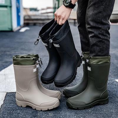 Heren Regenlaarzen tot halverwege de kuit. Stijl. Modieuze Mid-kuit Outdoor Antislip Waterschoenen. Lichtgewicht en waterdicht