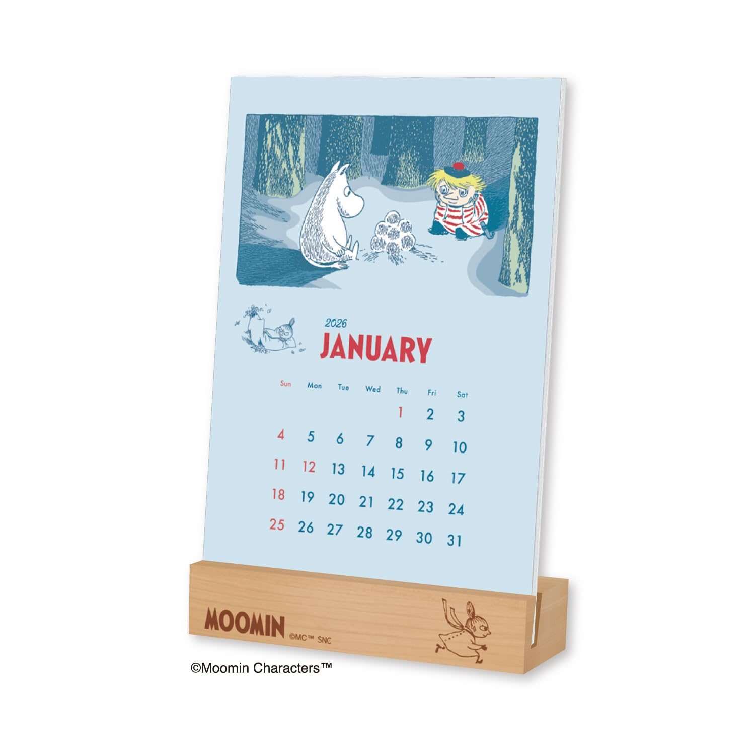 

Новый японский календарь 2026 Календарь Муми-тролли настольный с деревянной подставкой (НК4330)
