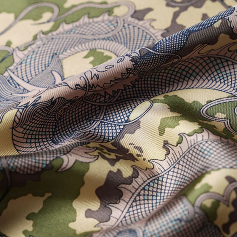 MAYA SAPANA Dragons In the Cloud Silk Square Scarf (Danish Green)
