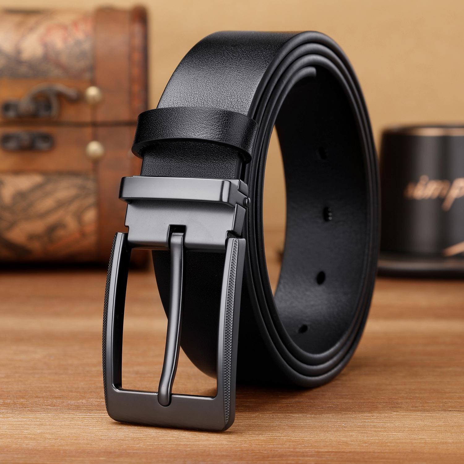 

Мужской ремень из натуральной кожи - Модный, Стильный, Универсальный, Чистая коровья кожа для делового и повседневного ношения 120 cm чёрный