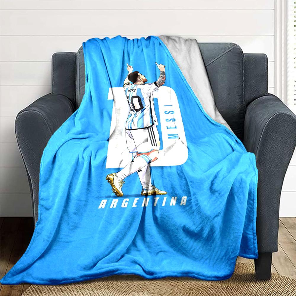 Football Messi Blanket Comfortable Great for Sofa Office Chair Livingroom All-Season Use Modern Style Birthday Christmas Gift Blanket