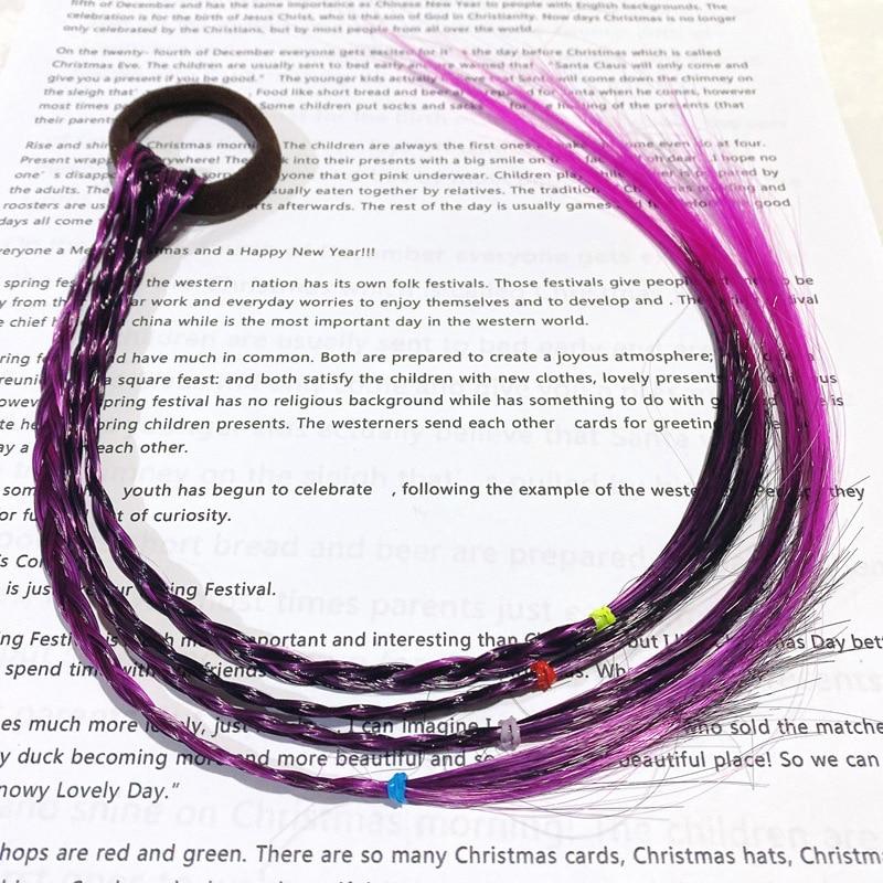1pc Gradient Colorful Braid Synthetic Hair Ponytail Rope Tie Girl Princess Color Tail Wig Children's Styling Accessories Braider