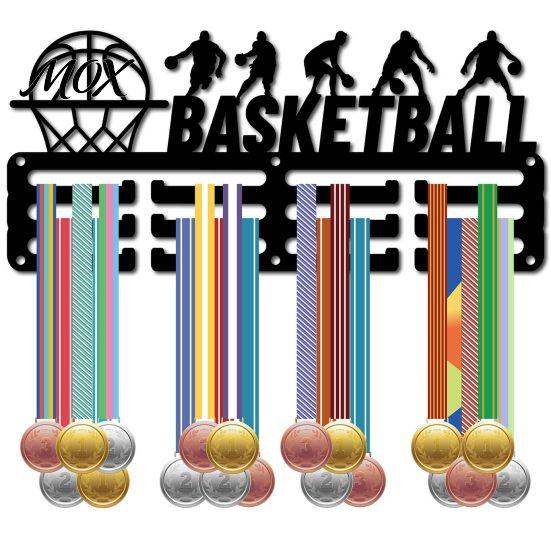 Wall Mounted Medal Display Hanger Metal Basketball Holder, Rack, Awards Rack Room Decor, Backpack Holder for Teen Bedroom 3 Lines Design, Holds