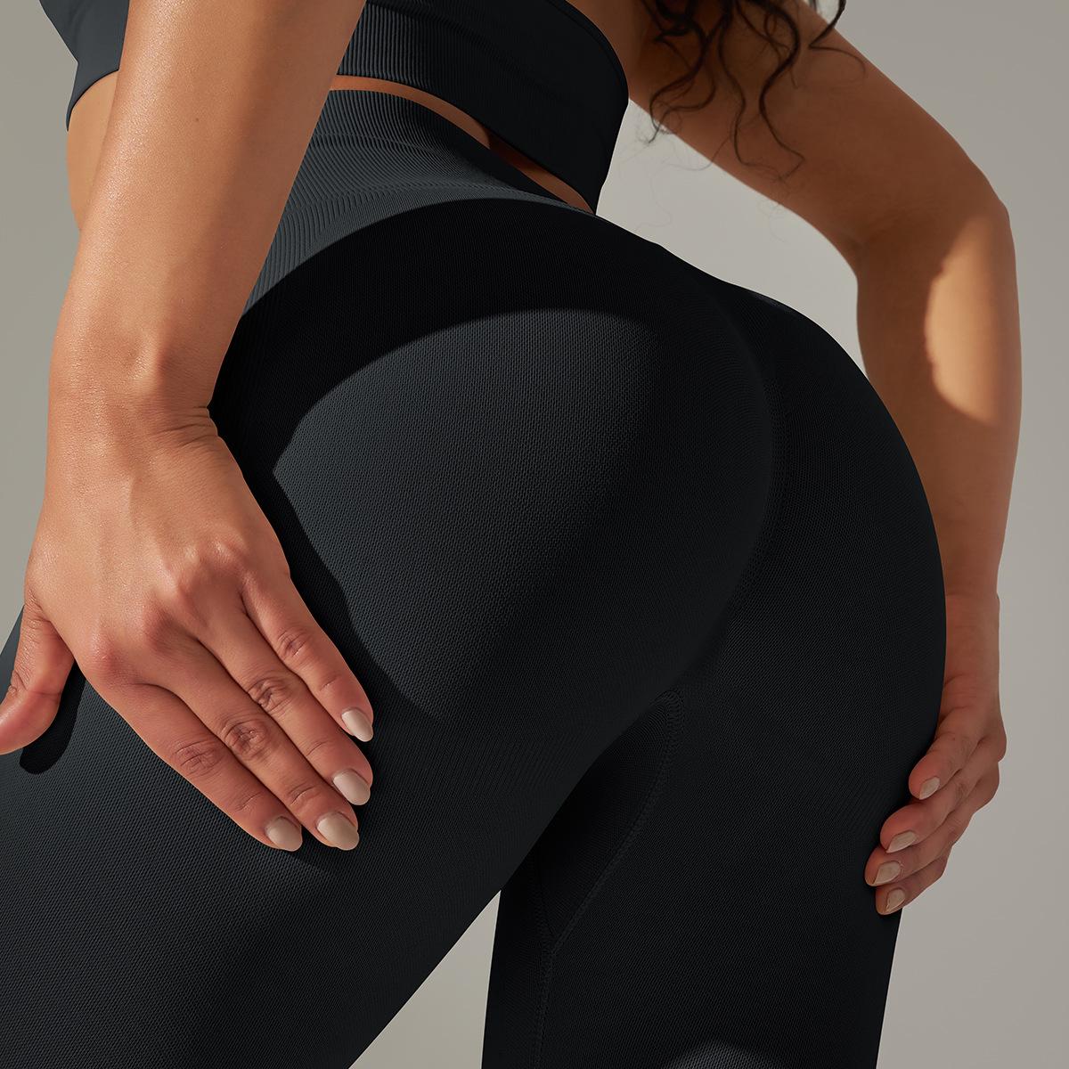 

Легінси для йоги без швів з високою посадкою: Європейсько-американський, Еластичний, Підтягуючий стегна, Для занять спортом на відкритому повітрі, Артикул 610 Small чорний