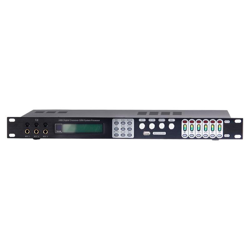 Professional 4-In 8-Out Digital Audio Processor with Noise Gate and Anti-Howling Equalizer for Stage and Line Array Speakers