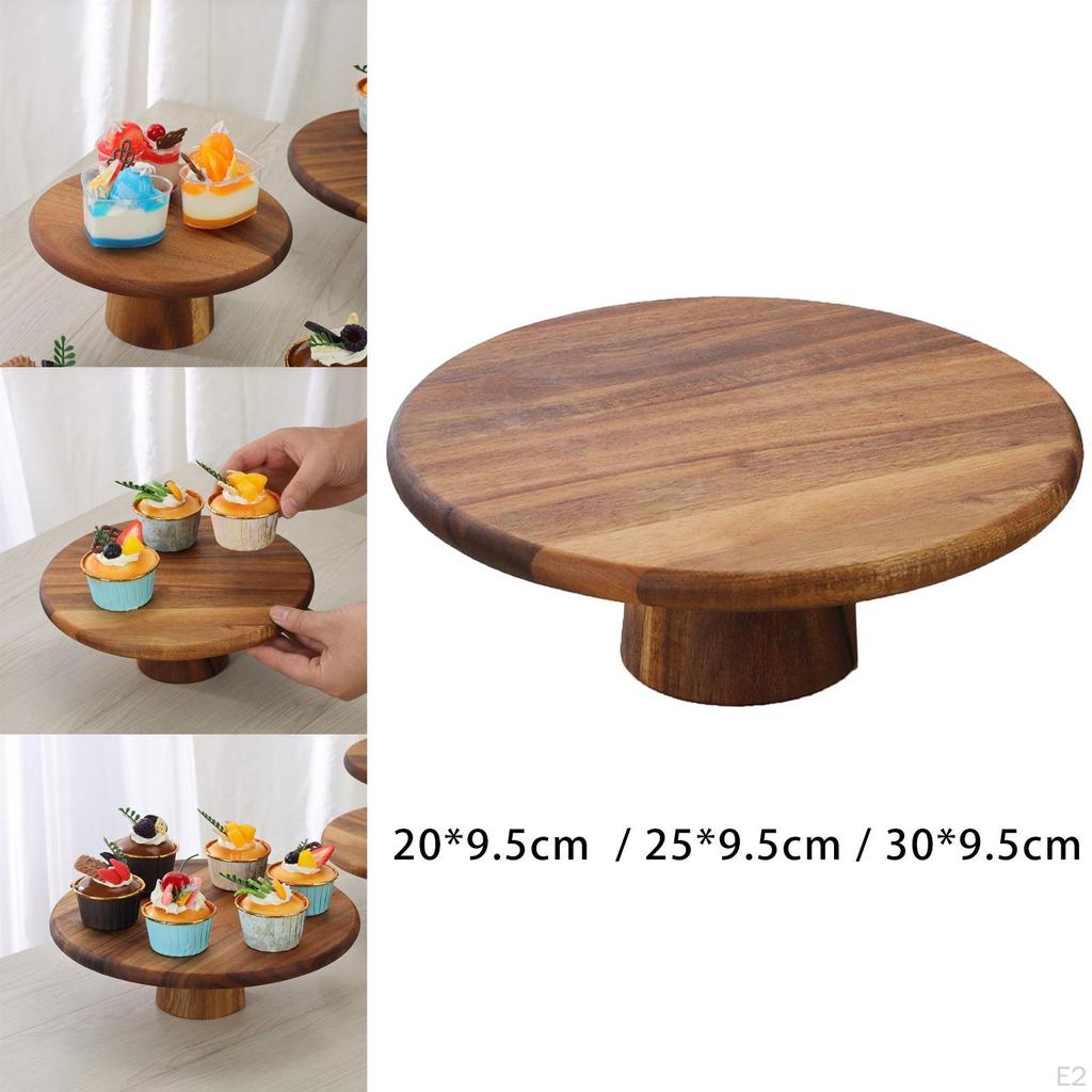 Wood Cake Stand Dessert Display Plate Kitchen Server Tray High Pedestal Cheese Board Multiuse for