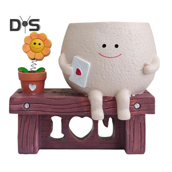 Slunečnice Květináč s úsměvem na tváři Květináč Pryskyřice Kreslená hlava Květináč Vnitřní Venkovní Kaktus Sukulentní rostliny Nádoba Domov Balkon Zahradní dekorace