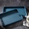 Morandi Blue Bamboo Tea Serving Tray with Drainage