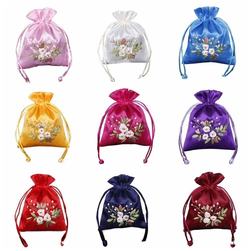 Candy Bag Embroidery Flower Drawstring Bag Perfume Spice Bag Cloth Storage Bag  Ladies