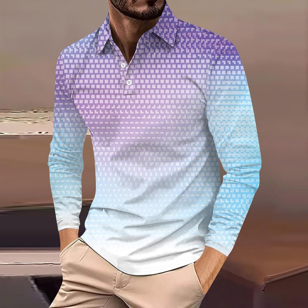 Herre Langermet Knappelukking Krageskjorte Mote Casual Topp