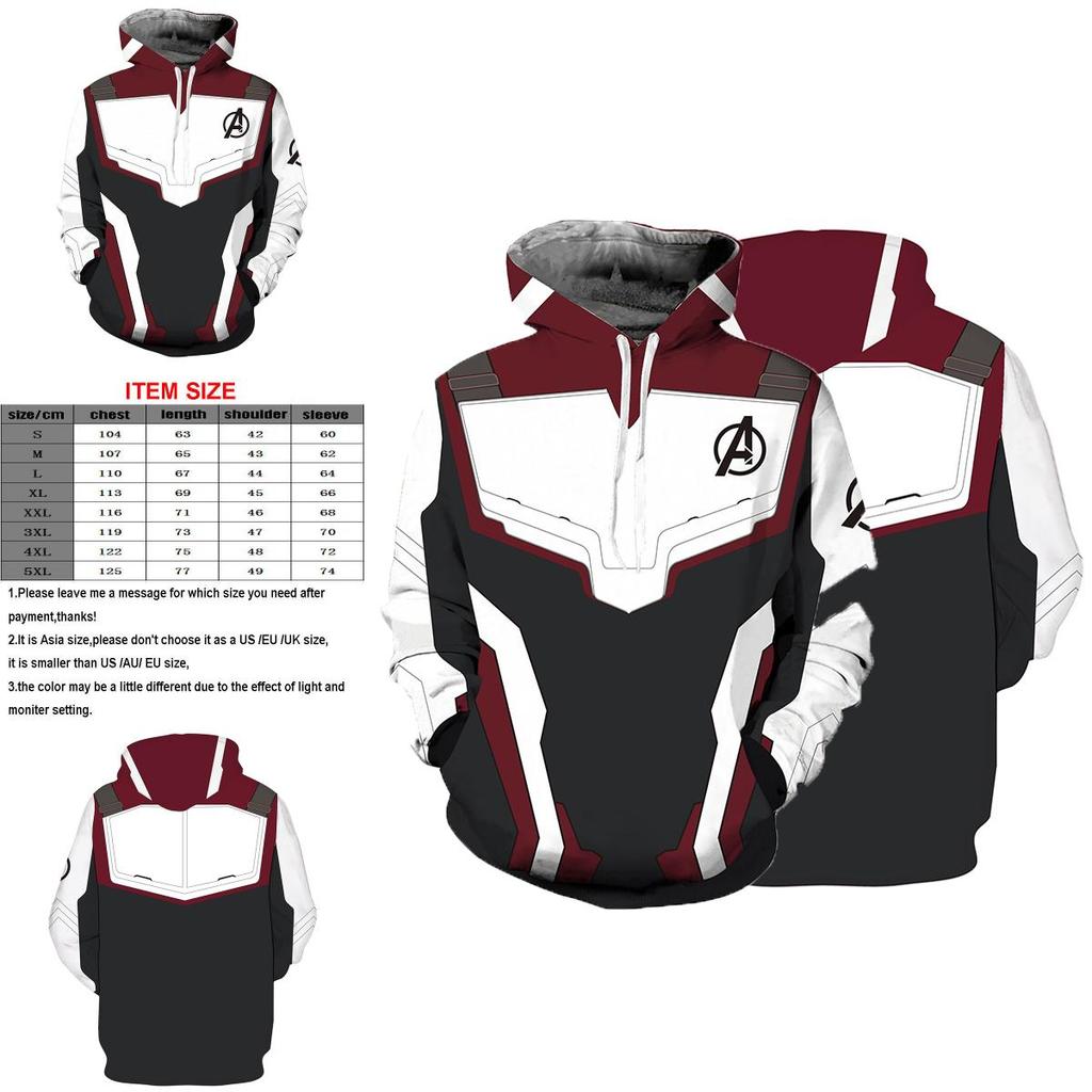 4 Avengers The Endgame Superhero 3d Hoodie Sweatshirt Cosplay Coat Tops Jacket