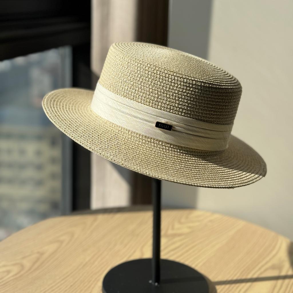 New French Flat-top Sunshade Straw Hat Women's Summer Outdoor Sunshade Sunscreen Fashion Sun Hat