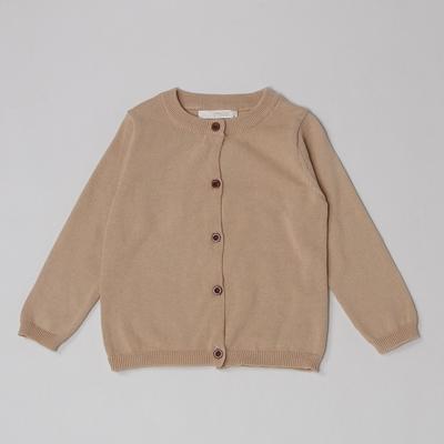 Mädchen Frühling und Herbst Einfarbig Gestrickter Pullover Langärmlige Baumwolljacke