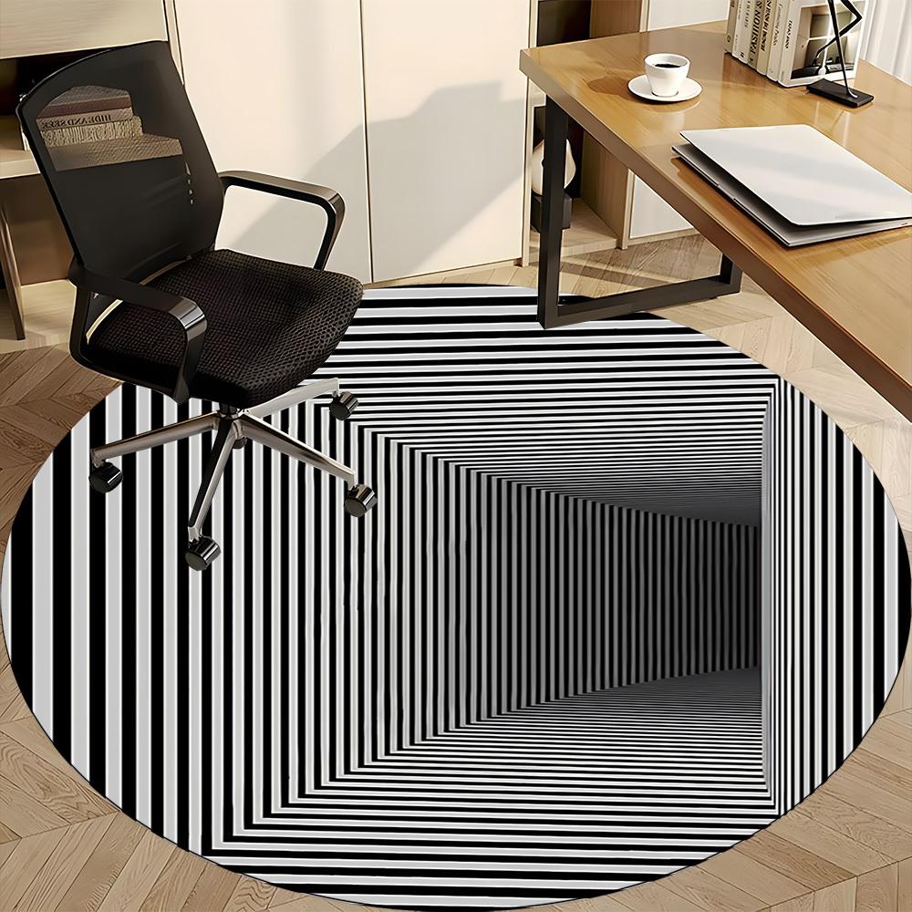 1pc Optical Illusion Chair Carpet for Office, Round Non Slip Durable Large Size Office Carpet, Suitable for Office