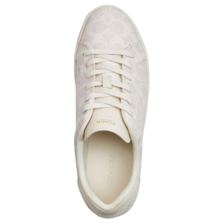Coach High Line Synthetic Leather Printed Round Toe Lace-Up Low-Top Sneakers Women Sneakers Gray White CCN67-OFW