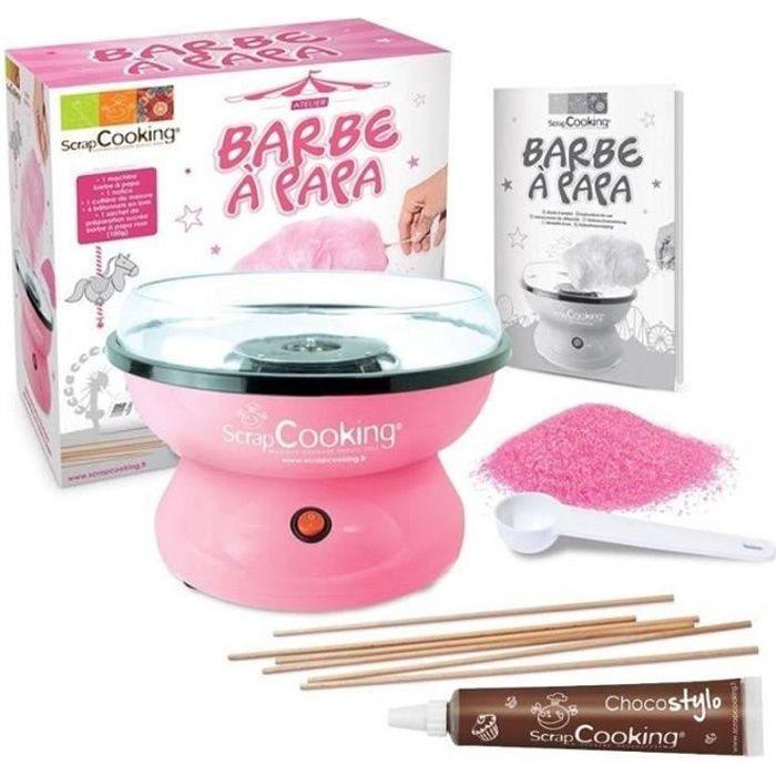 Machine à Barbe à papa - SCRAPCOOKING - Atelier + Stylo chocolat - Rose - 500W - Ø 28 x H18 cm