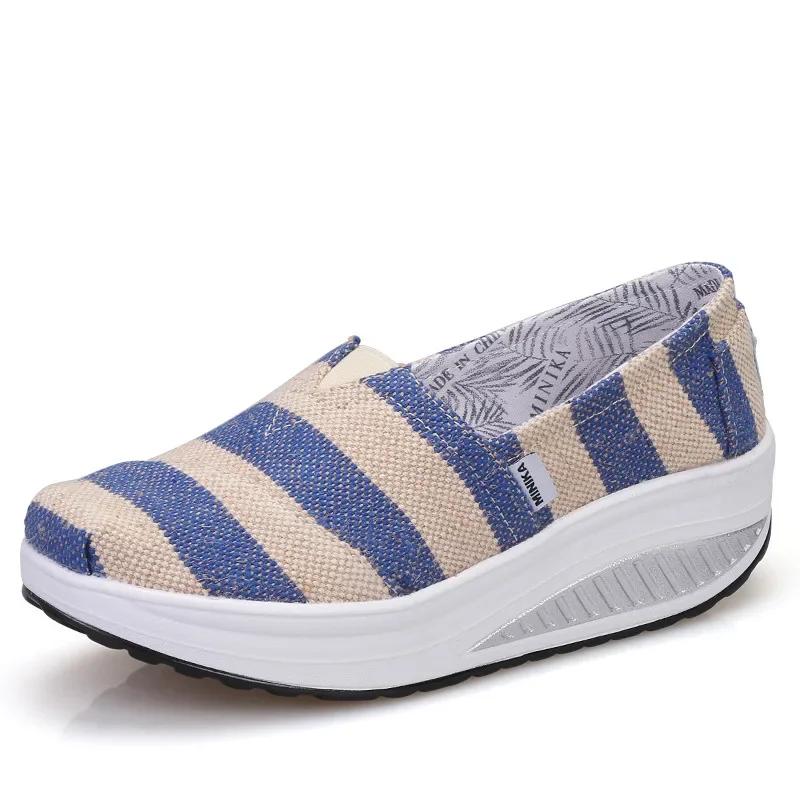 Women's Wedge Loafers Platform Rocking Shoes Light Weight Zapatillas Sports Shoes for Woman Breathable Slimming Swing Shoes