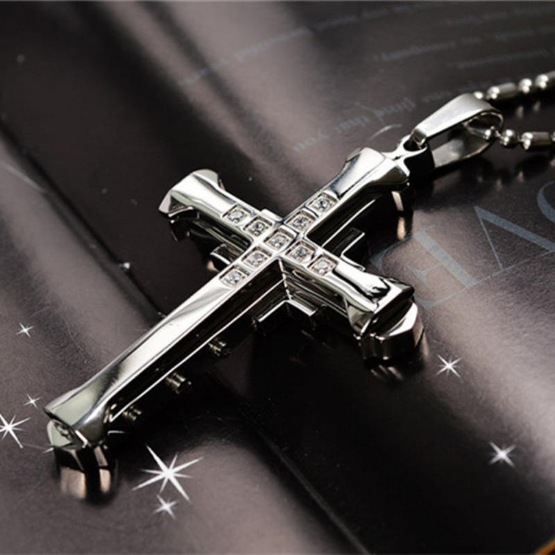 Cross Ornament Dark Knight Diamond Cross Necklace Domineering Bamboo Necklace