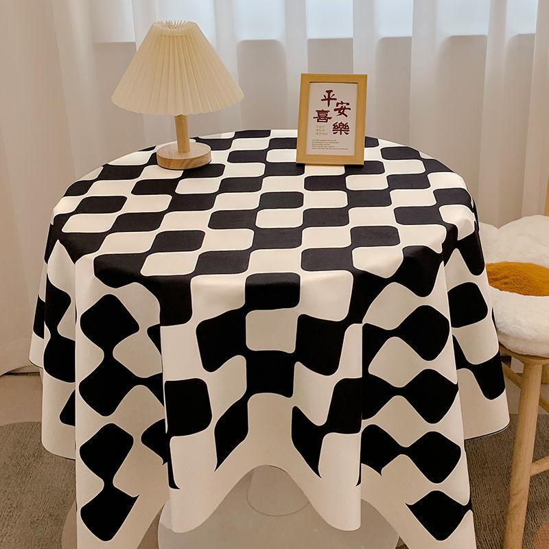 Ins Checkerboard Tablecloth Plaid Desk Mat Versatile Student Essential for Dormitory Round Table Cover Coffee Table Mat Dining Table Cloth Decorative