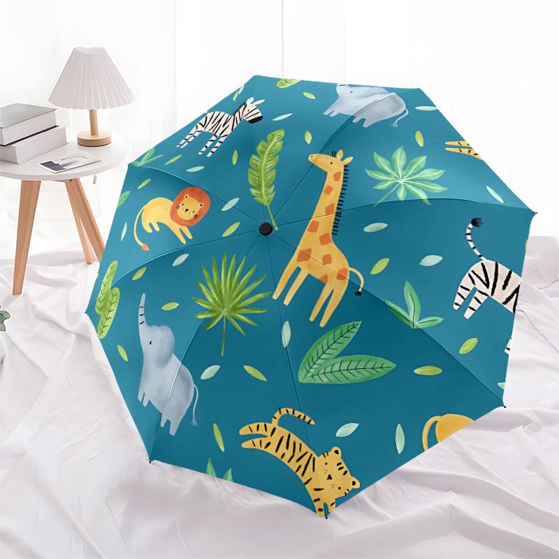 1pc Safari Jungle Fashionable Auto Opening/Closing Folding Umbrella with 8 Bones, Windproof Portable, Daily Use300