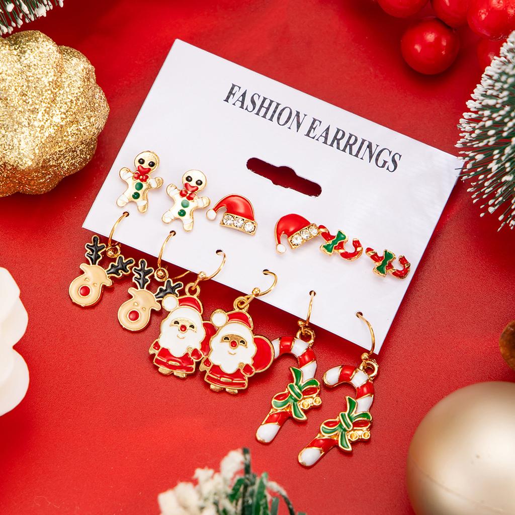 Applicable Christmas Versatile Oil Drop Snowflake Elk Drop Stud Earrings Sweet Bow Christmas Hat Earrings Women