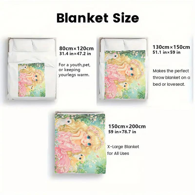Retro Girl 2D Flat Pattern Flannel Blanket High quality All Seasons Warmth and Comfort Perfect for Christmas Gifts.PMT0914328