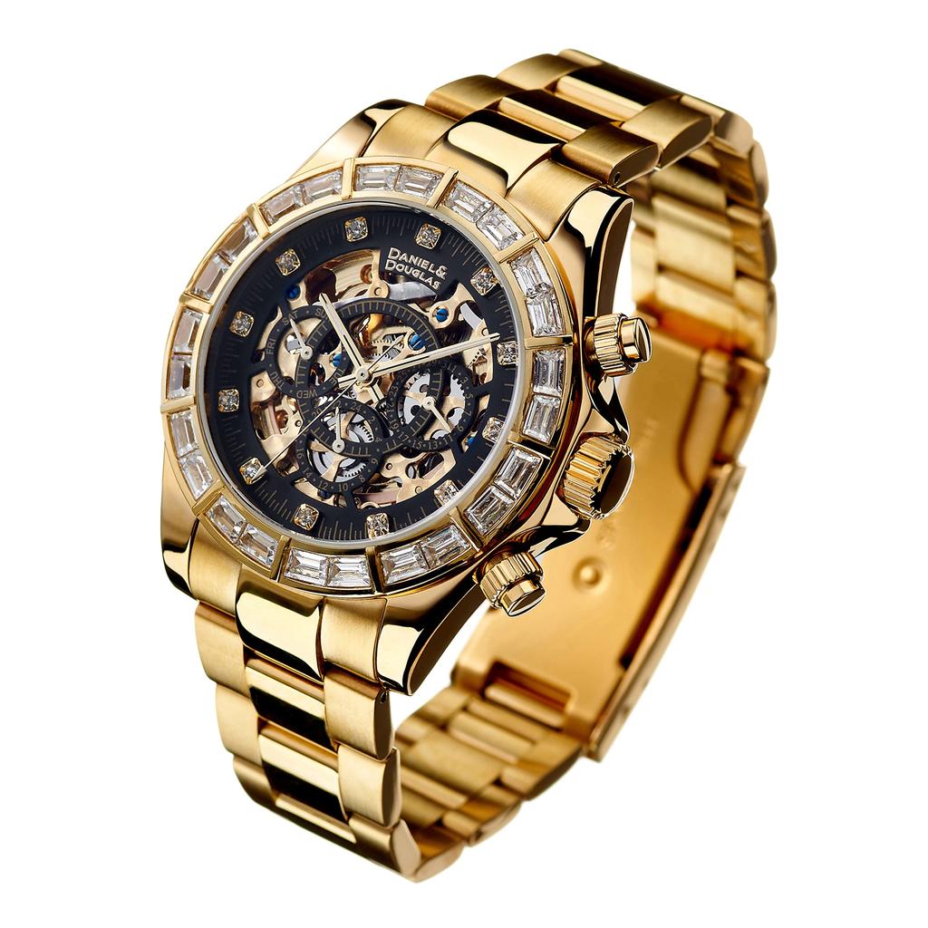 Daniel & Douglas DD8802DG-BK3 Automatic Watch, Gold and Black, Men's Mechanical Self-Winding Watch