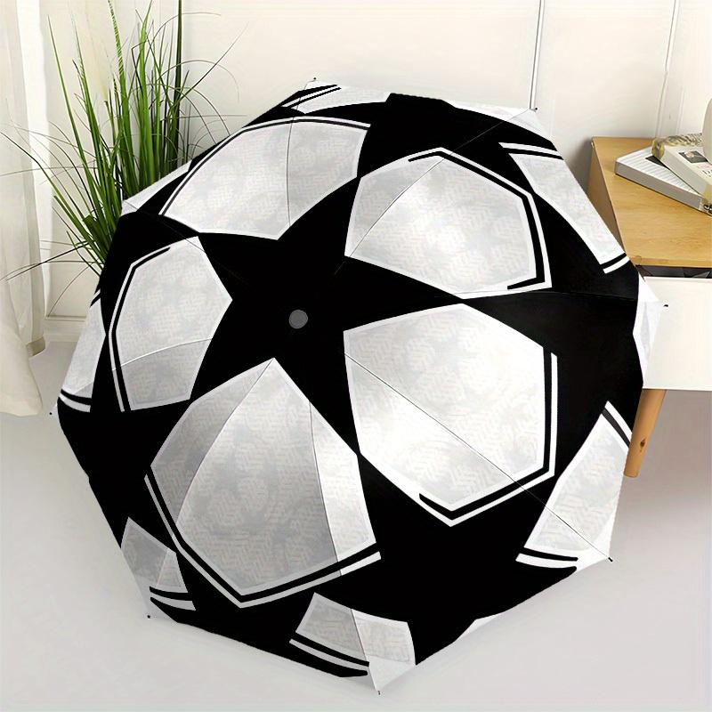 1pc Soccer Ball Pattern Umbrella with Plastic Handle,Suitable for All Seasons Home Travel Outdoor UmbrellaM1172