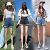 Pants Classic and Minimalist Fashion Versatile High-waisted Female Summer Loose Thin Wide-legged Burlap Denim Shorts Individuality and Trendiness