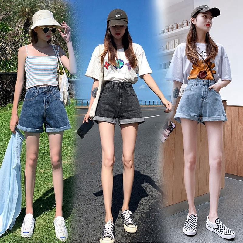 Pants Classic and Minimalist Fashion Versatile High-waisted Female Summer Loose Thin Wide-legged Burlap Denim Shorts Individuality and Trendiness