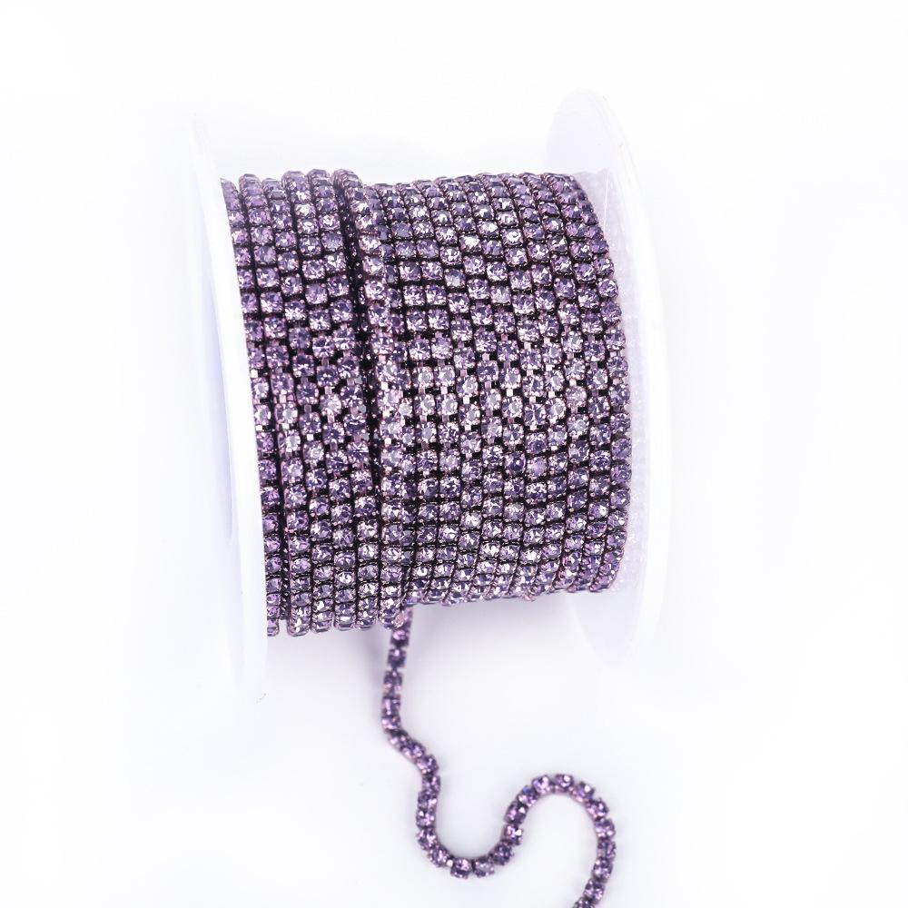 Electroplated Glass Rhinestone Single Row Claw Chain for DIY Costume Accessories