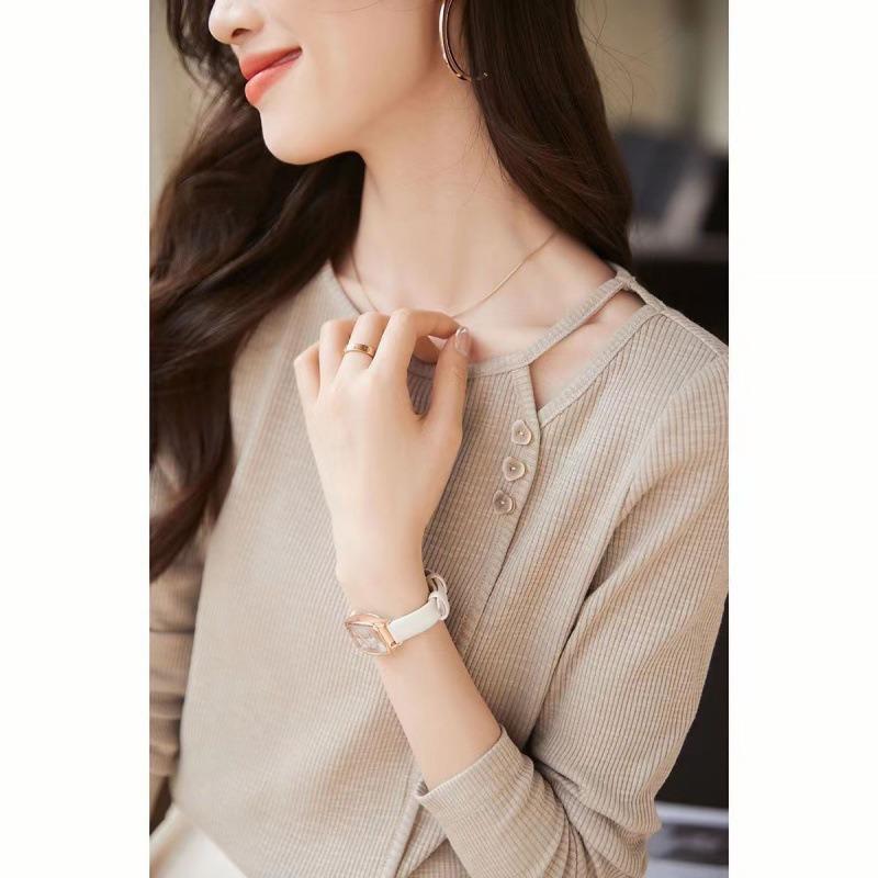 Women S Long Sleeve Cotton Cutout T Shirt Casual Slim Fit Versatile