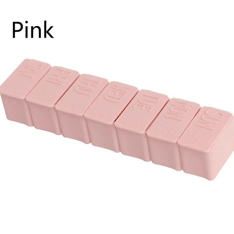 

7Grid Slot Storage Organizer Container Case Pill Splitters Portable Refillable Bottles Household Small Pill Box Week Storage Box рожевий
